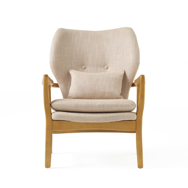Mid Century Modern Fabric Club Chair, Beige