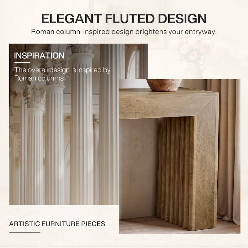 Farmhouse Entryway Table, 63" Wooden Console Sofa Table for Living Room - 11.81" D x 63" W x 33.5" H