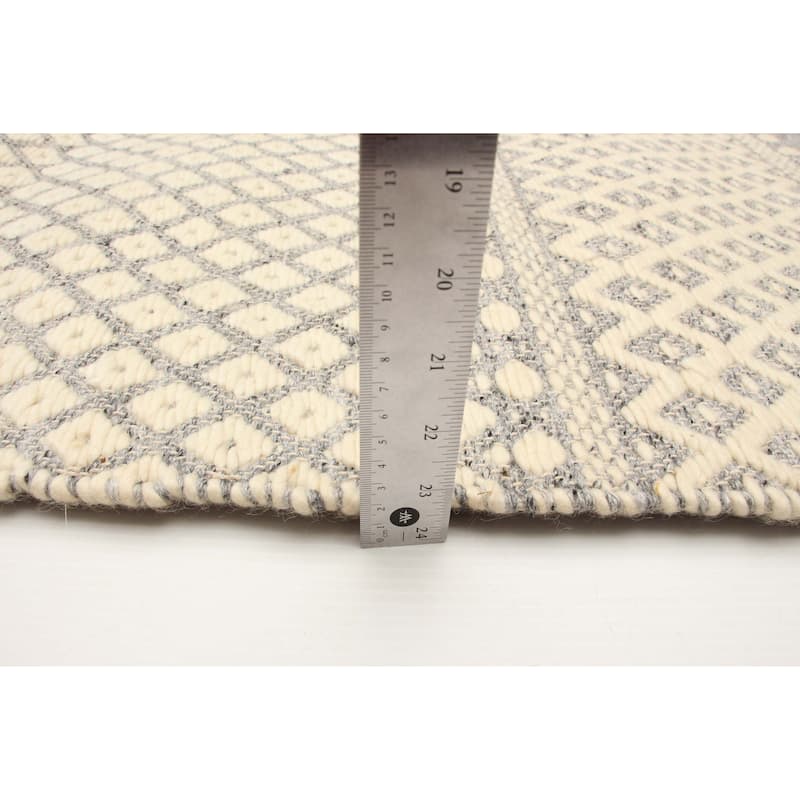 ECARPETGALLERY Hand Tufted Sienna Cream Wool Rug - 5'6 x 7'7
