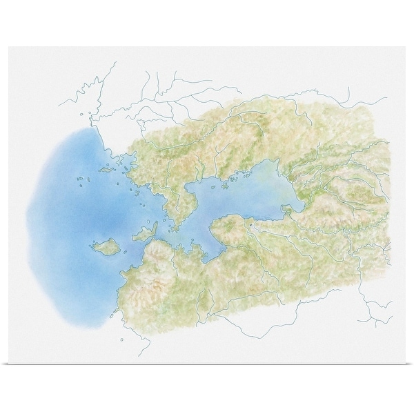 "Illustration of Kenya's Lake Victoria on map" Poster Print