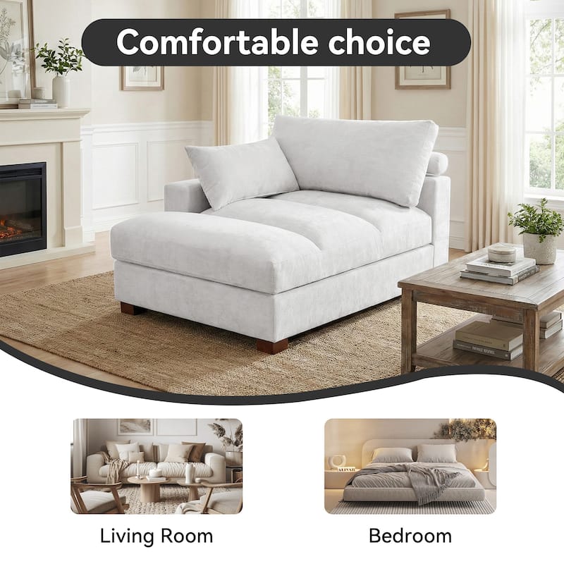 42"W Chenille Upholstered Chaise Lounge