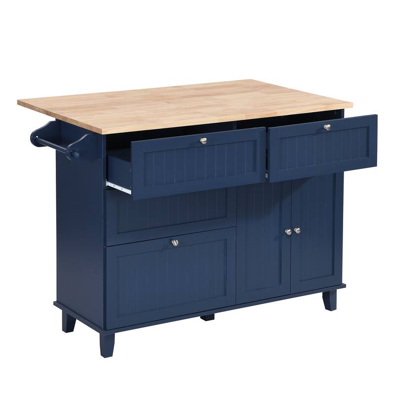 Farmhouse Style 3-Piece Dining Table Set with Drop Leaf, Drawers and 2 Seatings