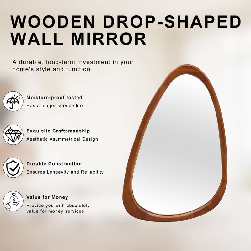 Irregular Mirror Asymmetrical Wood Wall Mirror