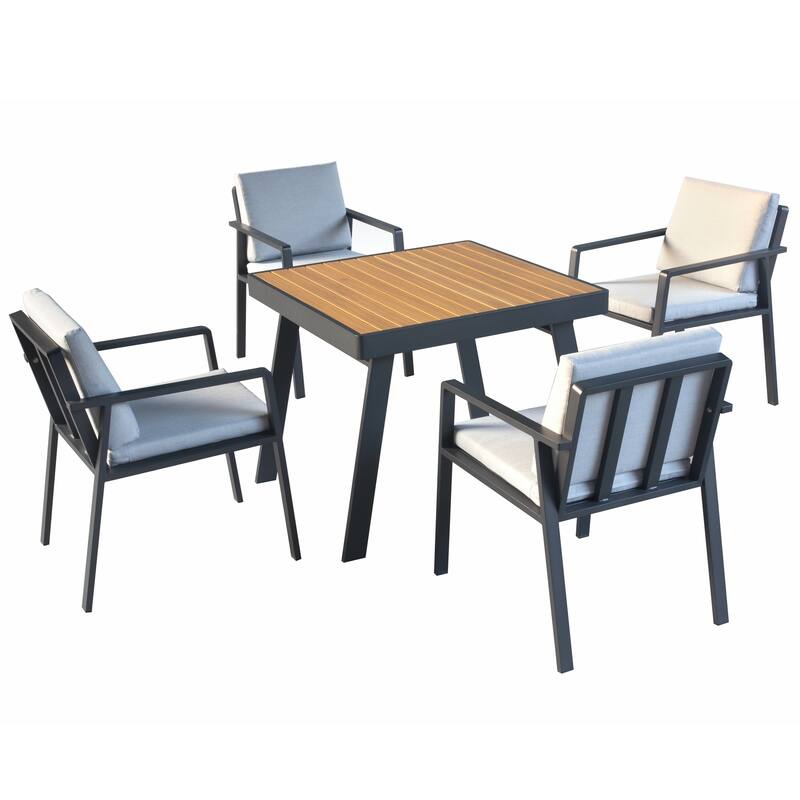 HIGOLD Nofi 5 Pieces Aluminum Patio Dining Set Matte Charcoal - Black