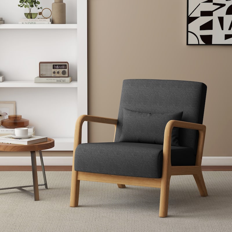 Upholstered Arm Chair with Cution Modern Side Accent Chairs - 25.8"W x 28.7"H x 32.3"D - Dark Gray