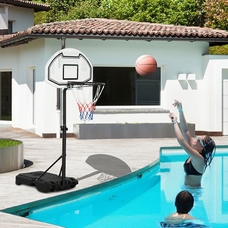 Aosom Portable Swimming Pool Basketball Hoop, 30 Inch Backboard with a Telescoping Height & All-Weather Build