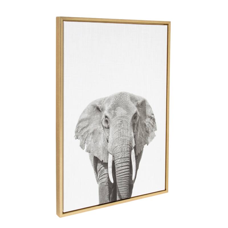 Sylvie Elephant Framed Canvas Wall Art by Simon Te Tai, Gold 23x33
