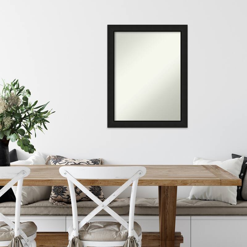 Midnight Black Narrow Non-Beveled Wood Framed Wall Mirror - Midnight Black Narrow