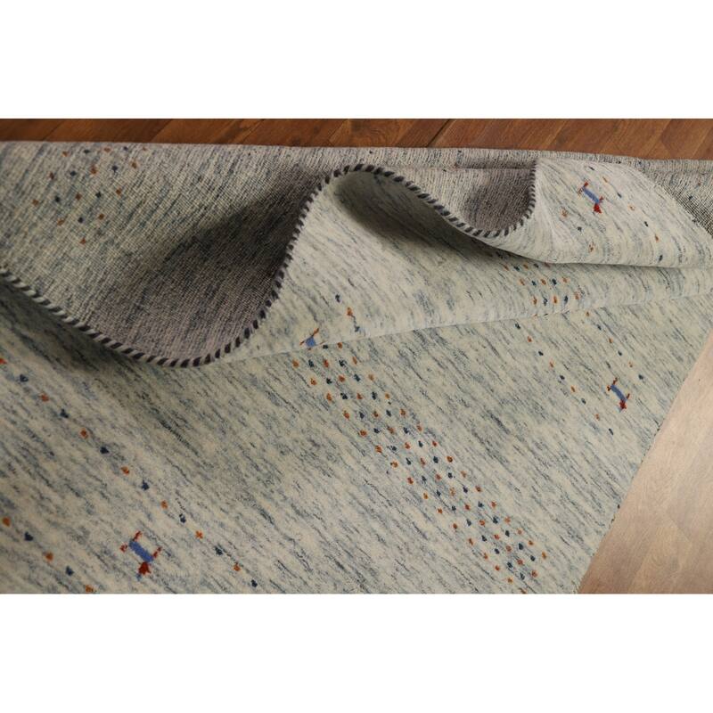 Tribal Ivory Gabbeh Oriental Area Rug Hand-Knotted Wool Carpet - 4'0" x 5'10"