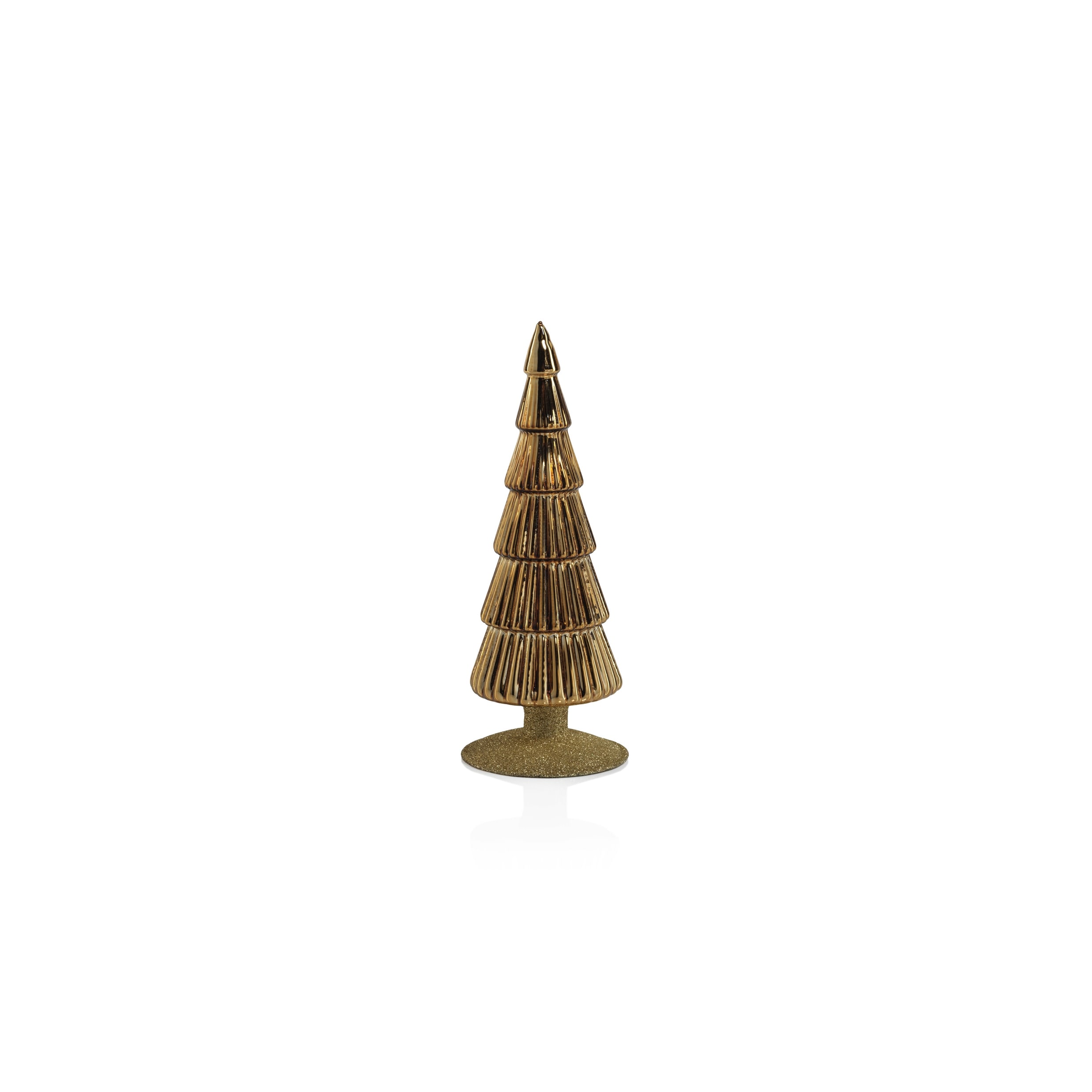 Dembe 9.5" Glass Tree on Gold Glitter Base, Set of 2