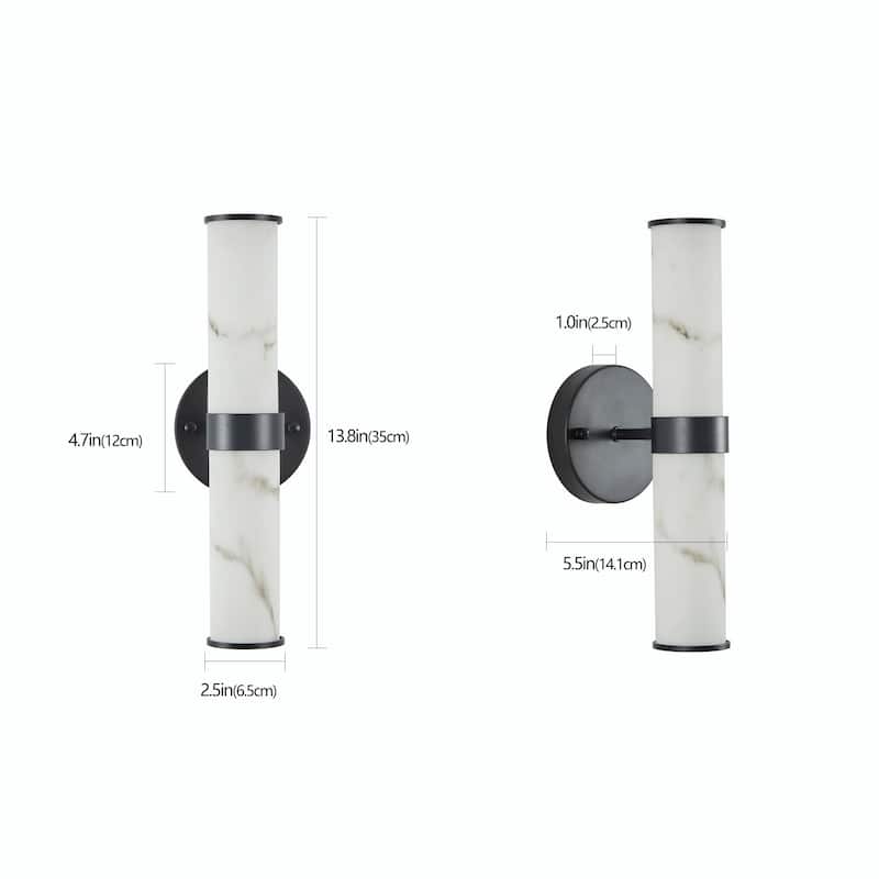 Resin Imitation Marble Wall Sconce, Set of 2 - Modern Vertical Light Fixture (Indoor Use Only)