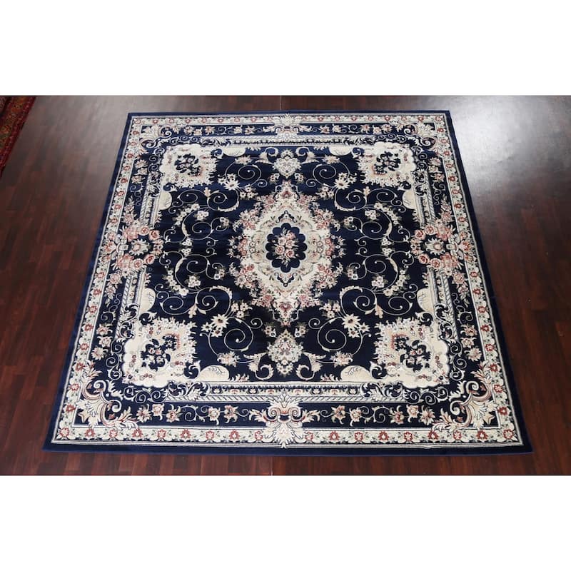 Blue Floral Medallion Transitional Turkish Rug Oriental Carpet