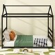 preview thumbnail 8 of 10, Black Queen Size Metal House Shape Platform Bed