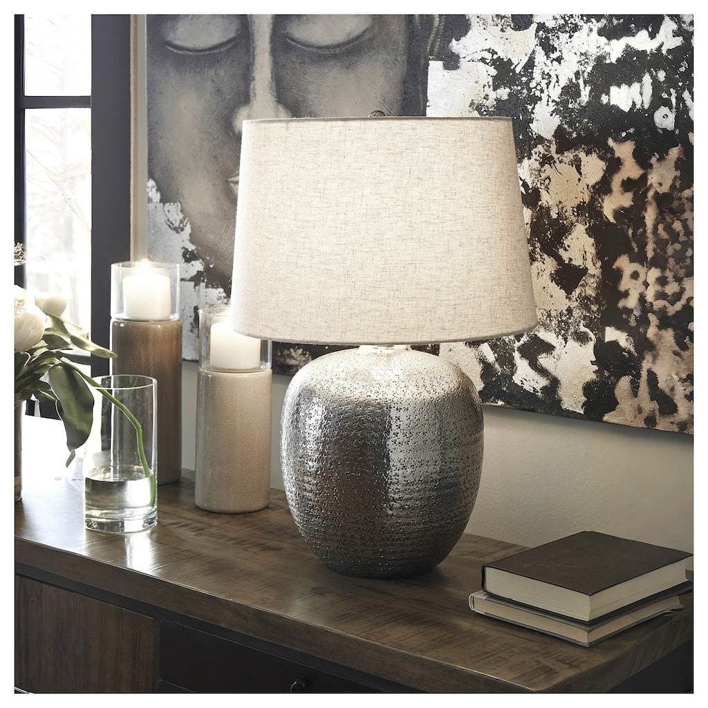 Magalie 23 Inch Metal Table Lamp - Antique Silver Finish