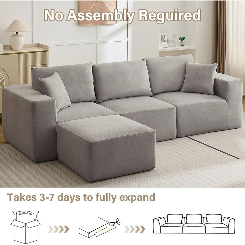 108'' Oversized Cloud Modular Sectional Sofa, Deep Seat Chenille Couch with Chaise