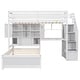 preview thumbnail 25 of 26, Twin over Twin Loft Bed with Built-in Desk, Staircase, Storage Compartments, Shelves, and Solid Pine Wood Construction, Natural