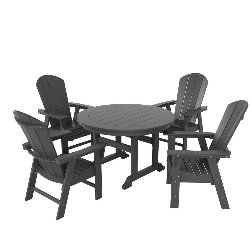 Laguna Hdpe All Weather Outdoor Patio Round Adirondack Dining Chairs Set (5-Piece Set)