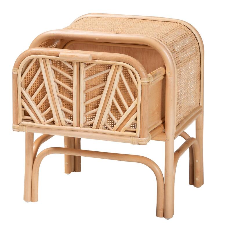 Carabella Bohemian Natural Rattan 1-Drawer Nightstand