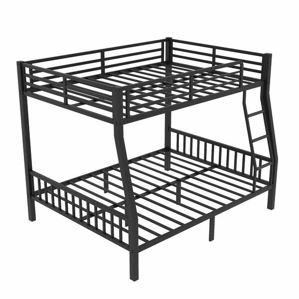 slide 2 of 9, Full XL Over Queen Metal Bunk Bed with Ladder and Slats Support, Black N/A