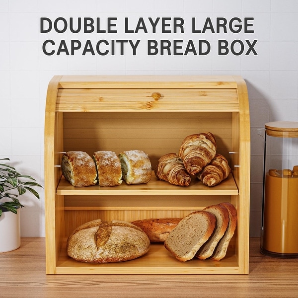 2 Tier Bamboo Bread Box - 16