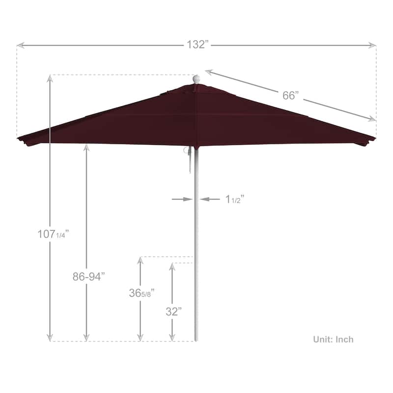 California Umbrella 11' Venture Series Patio Umbrella, White Aluminum Pole Fiberglass Ribs Pulley Lift Pacifica
