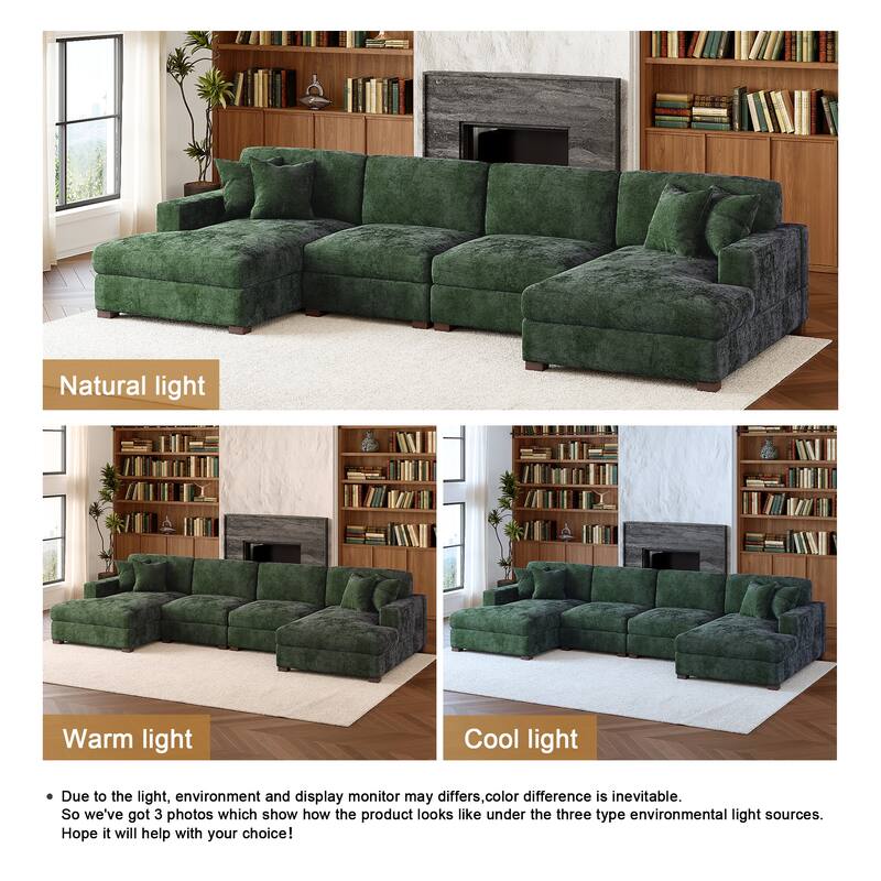 Oversized Chenille Modular Sectional Sofa With Deep Seat
