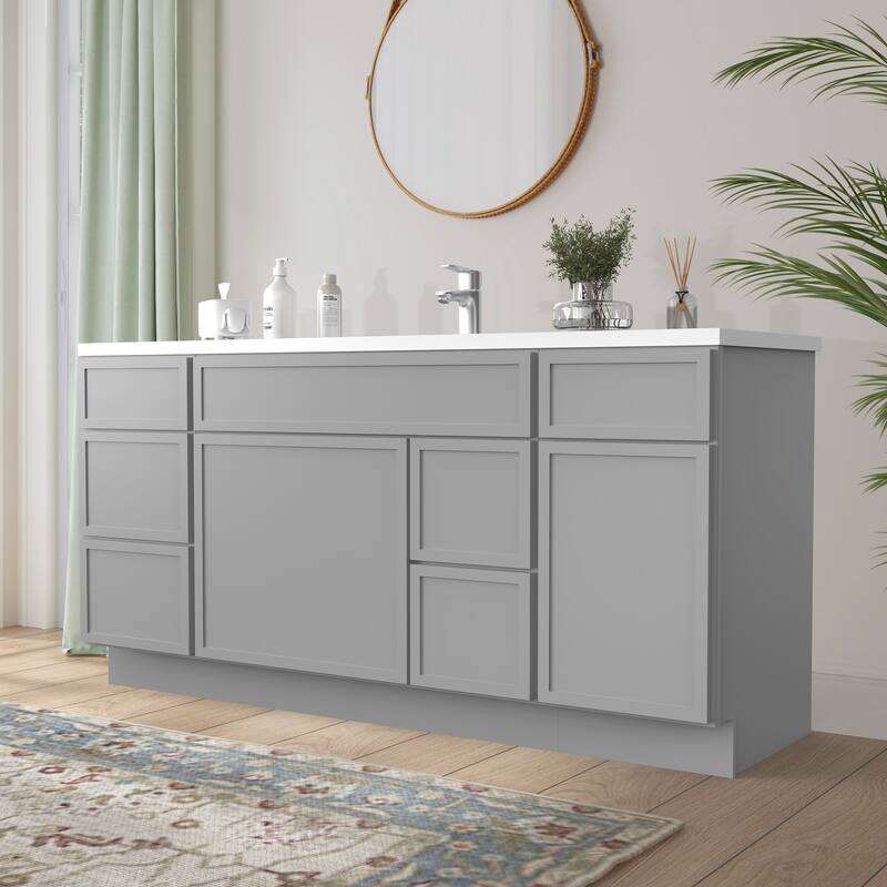 Vanity Art 66" Birch Freestanding Bathroom Vanity Cabinet without Top