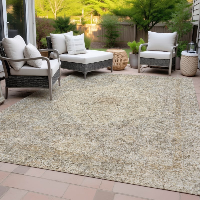 Machine Washable Indoor/Outdoor Traditional Global Chantille Rug