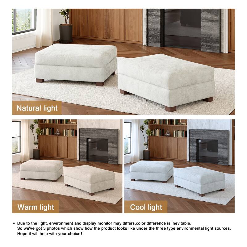Oversized Chenille Modular Ottoman With Cushioned Top