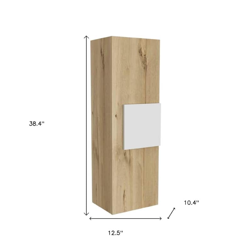 HomeRoots Light Oak and White Multi Purpose Vertical Hanging Cabinet