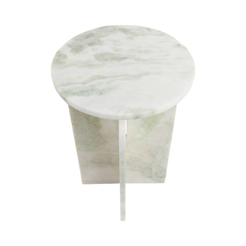 Marble Accent Table Modern Sculptural Architectural Split-Base Design
