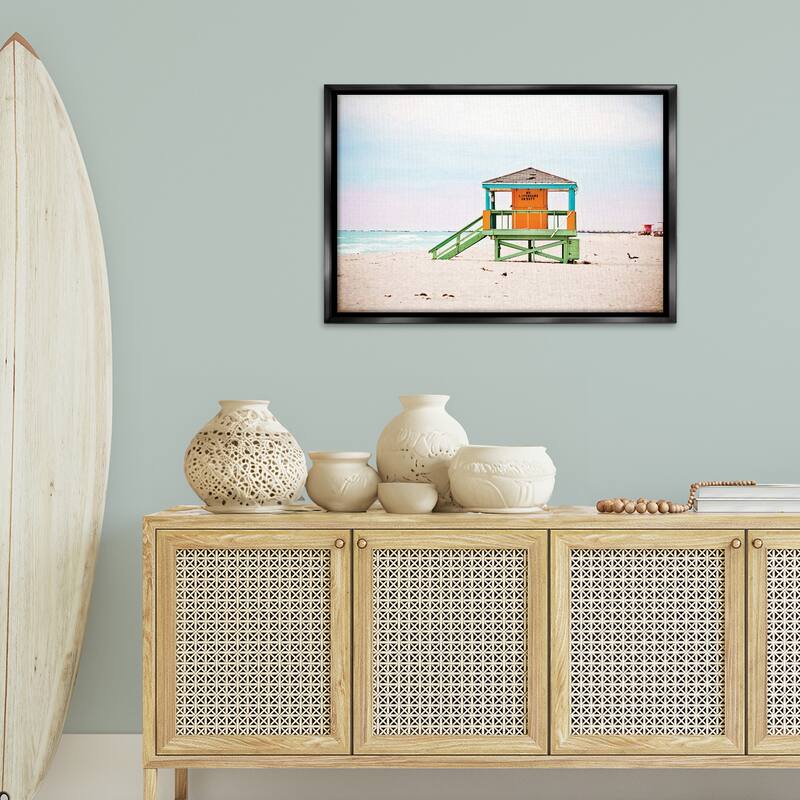 Stupell No Lifeguard On Duty Framed Floater Canvas Wall Art Design By Seven Trees Design