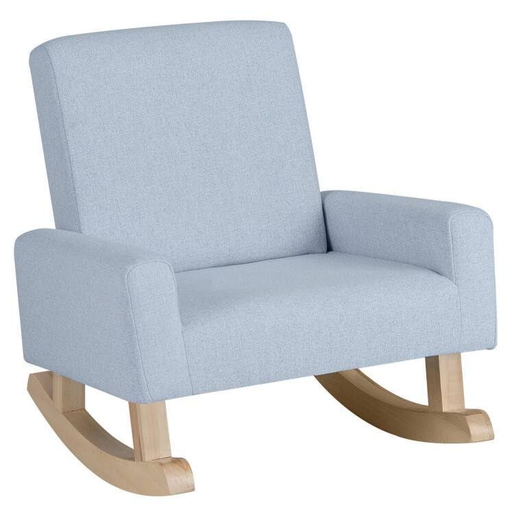 Kids Rocking Chair with Solid Wood Legs - 19.68" x 18.5" x 21.65" - Blue