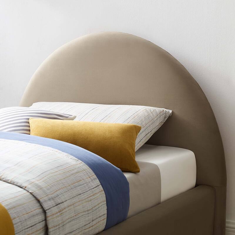 Resort Upholstered Fabric Arched Round Twin Platform Bed