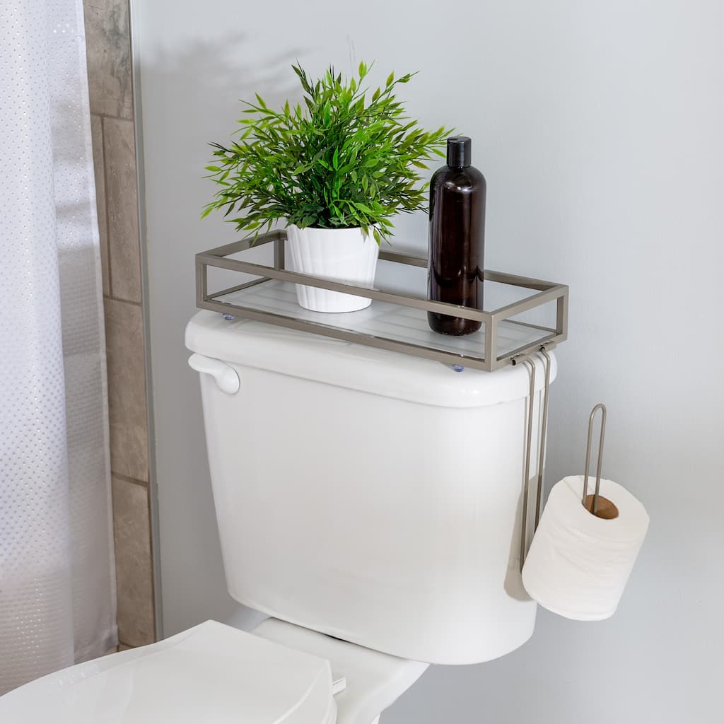 Honey-Can-Do Satin Nickel Steel Over-The-Toilet Storage Tray - Satin Nickel - 19.5 x 6.1 x 12.2