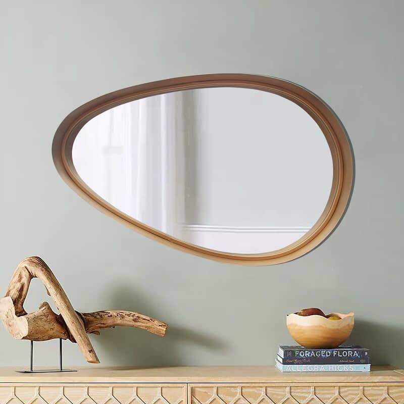 Modern Teardrop Wall Mirror with Metal Framed, 32.25" W x 19.75" H