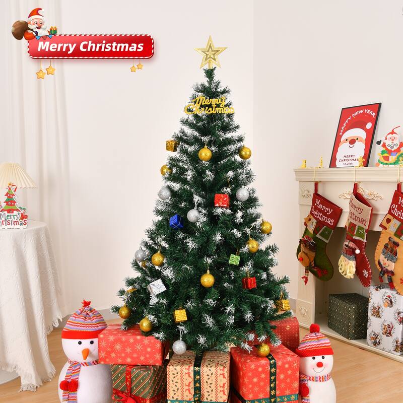 5-Foot Snow-Tipped Artificial Christmas Tree with 480 PVC Branch Tips and Metal Stand - 5 Feet