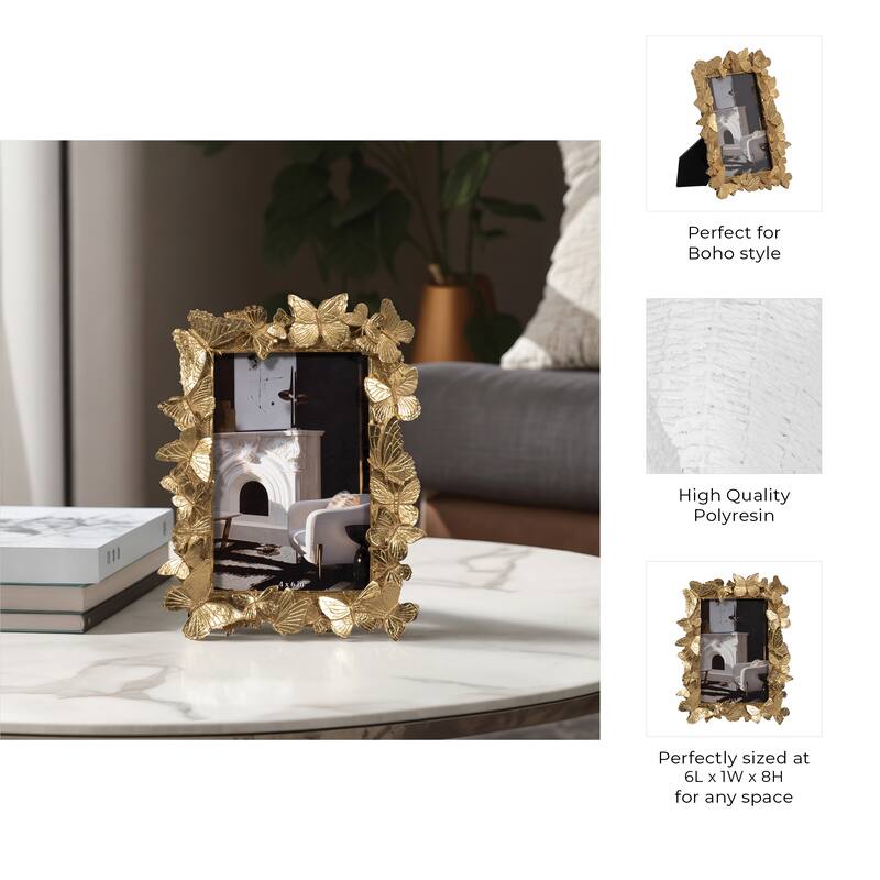 Resin Butterflies Decorative Photo Frame - Gold, 4x6 in.