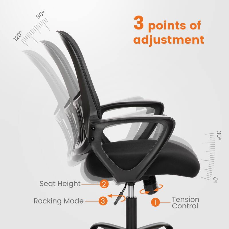 Adjustable Height Swivel Chair with Lumbar Support