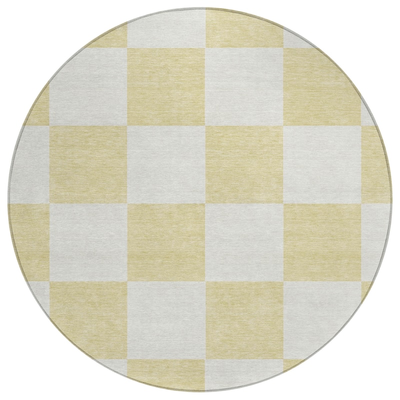 Machine Washable Indoor/ Outdoor Modern Checker Chantille Rug