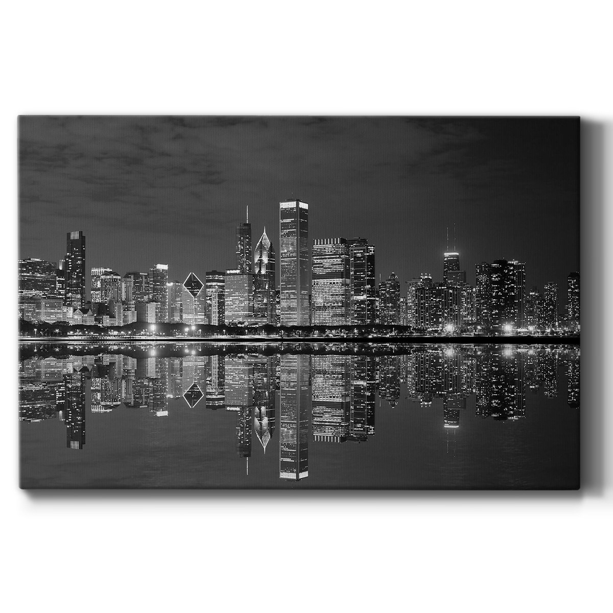 Chicago Panorama Black&White Premium Gallery Wrapped Canvas - Ready to Hang
