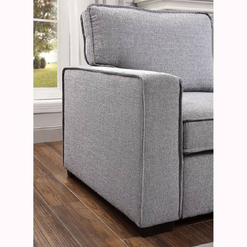 2 Piece Fabric Reversible Sleeper Sectional Sofa, Gray