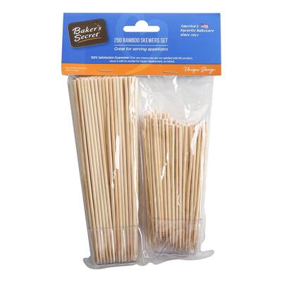Baker's Secret 200 pcs bamboo sticker set, 10cm-100pc + 15cm-100pc