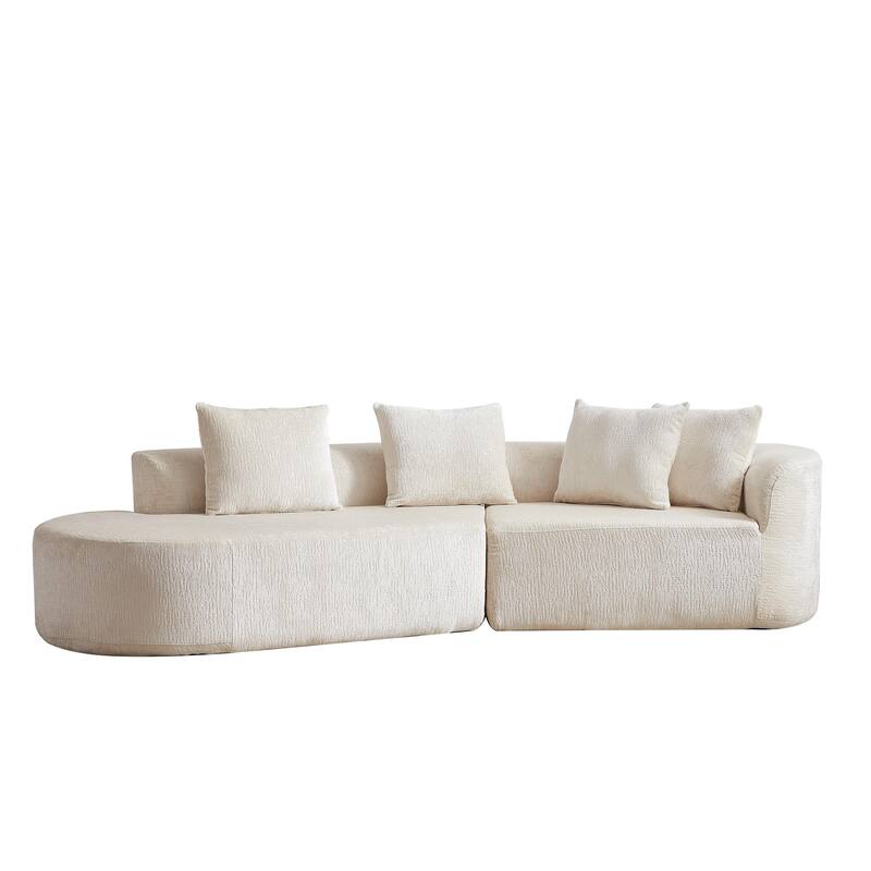 114" Chenille Deep-Seat Sectional Sofa with 4 Pillows