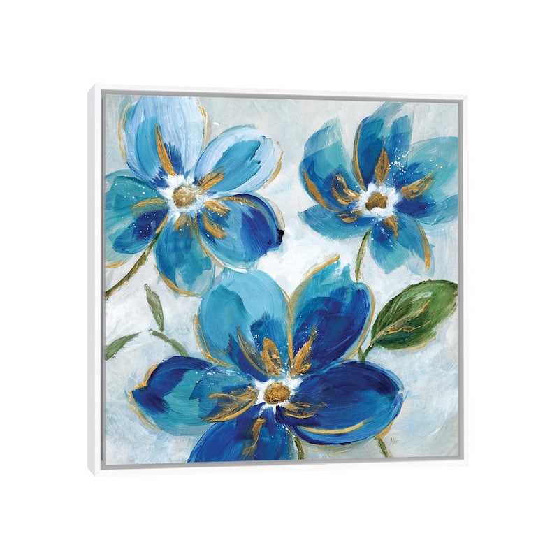 iCanvas "Flowering Blues I" by Nan Framed - White - 18x18