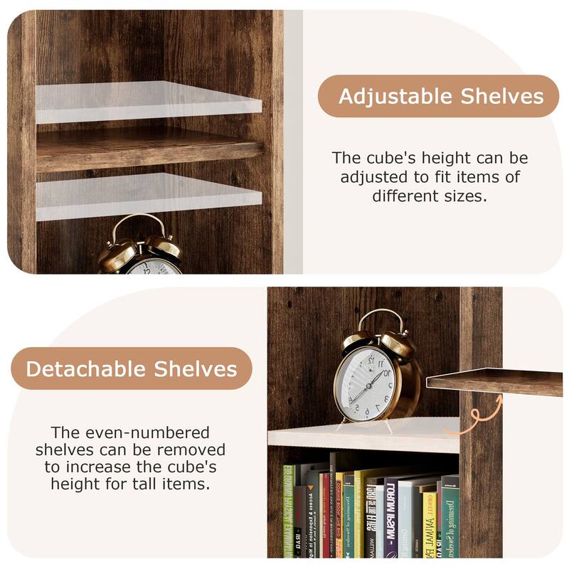 Javlergo Tall 7-Tier Adjustable Corner Bookcase with Drawer MDF Storage Shelf for Living Room Bedroom Kitchen and Entryway