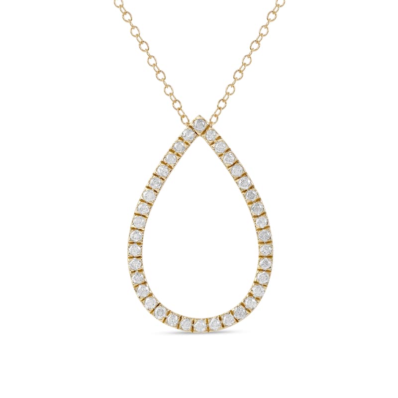 1/6ct - 1ct TDW 14K Gold Open Pear Diamond Pendant Necklace for Women