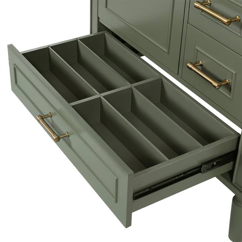 Traditional 30" Bathroom Vanity with Ceramic Sink, Freestanding Bathroom Vanity Cabinet with 3 Drawers and 1 Soft Close Door