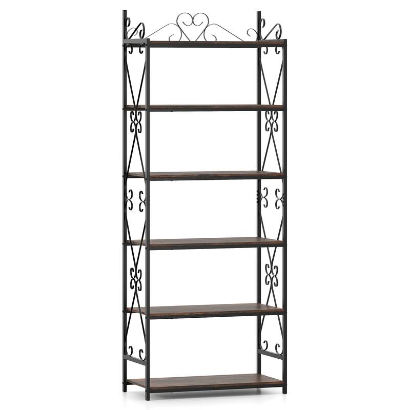 Gymax 2PCS 6-Tier Bookshelf 71.5'' Industrial Tall Bookcase w/ Open - See Details