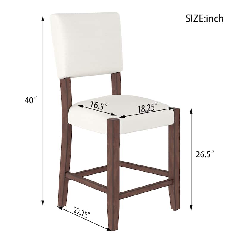 Mid Century Modern Bar Stools Set of 2, 40.4" Counter Stools with Back, Linen Upholstered Barstools with Legs Bar Chairs